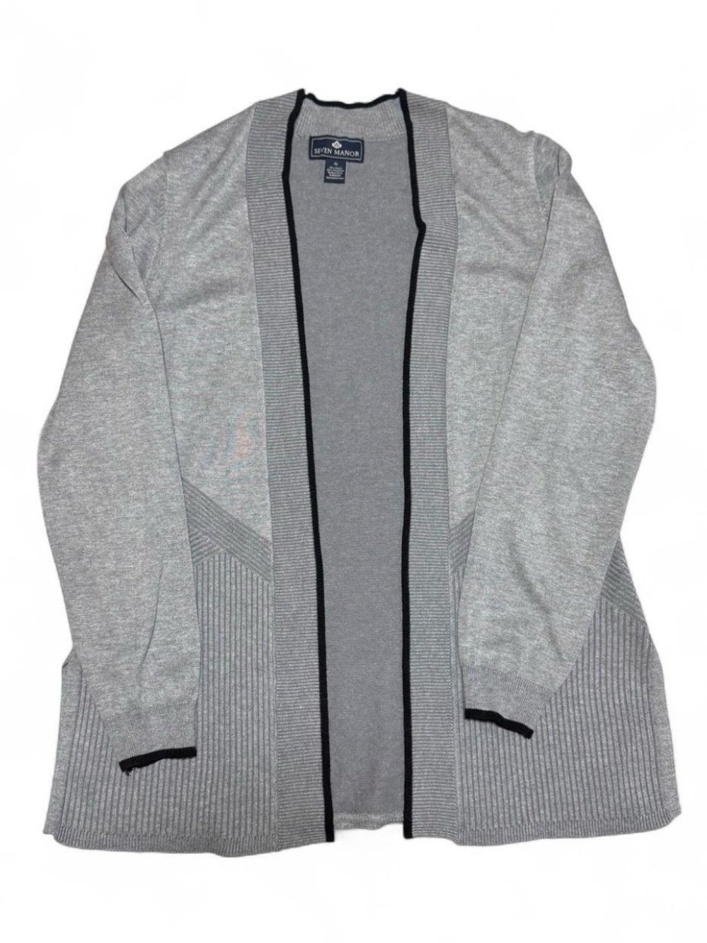 Seven Manor Gray Knit Open-Front Cardigan Sweater Size XL